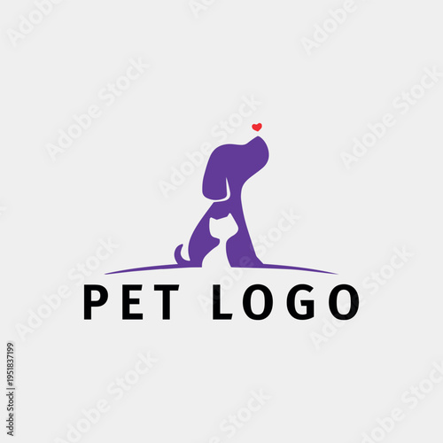 pet paw store logo design vector