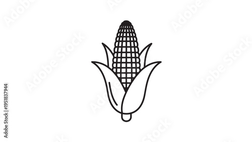 Corn Icon Agriculture Food Farming Maize Ear Vector Illustration