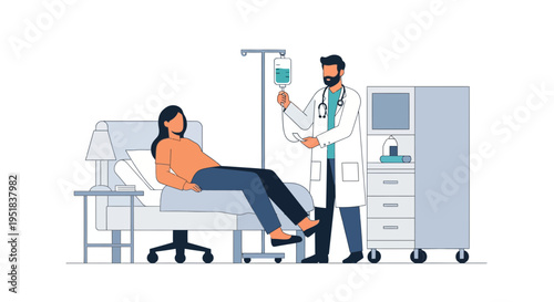 Doctor and patient in medical setting.