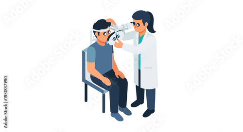 Doctor examining a patients ear.