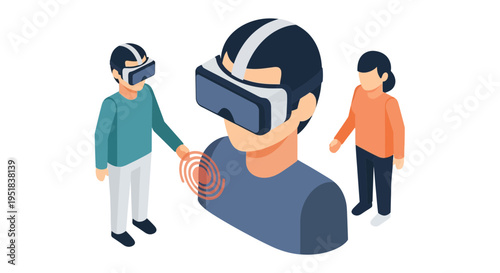 People wearing virtual reality goggles.