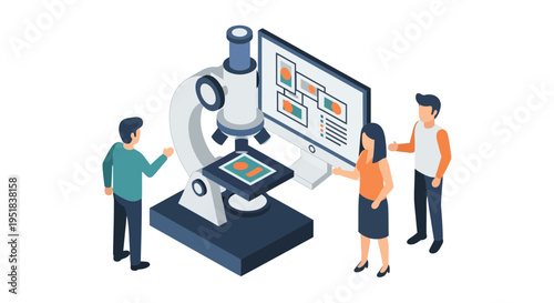 People working with microscope technology.