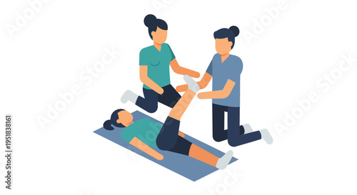 Physical Therapists Working With Patient Leg.