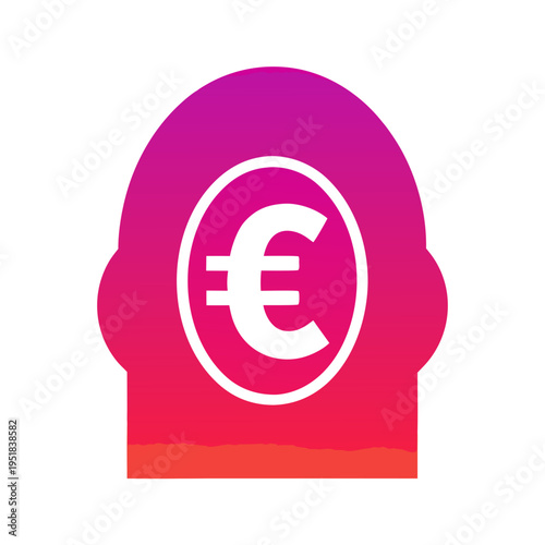 Euro symbol in a minimalistic style with a gradient background
