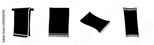 Set of 4 black towel icons vector