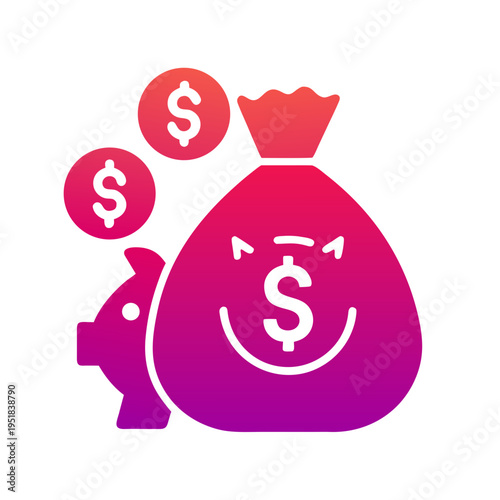 Piggy bank and money bag representing savings and retirement fund concept
