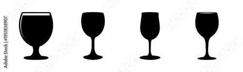 Set of 4 wine glass icons vector