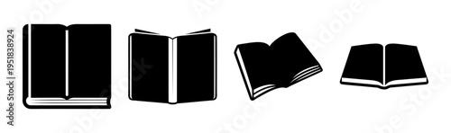 Set of 4 black book icons vector