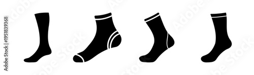 Set of 4 black sock icons vector