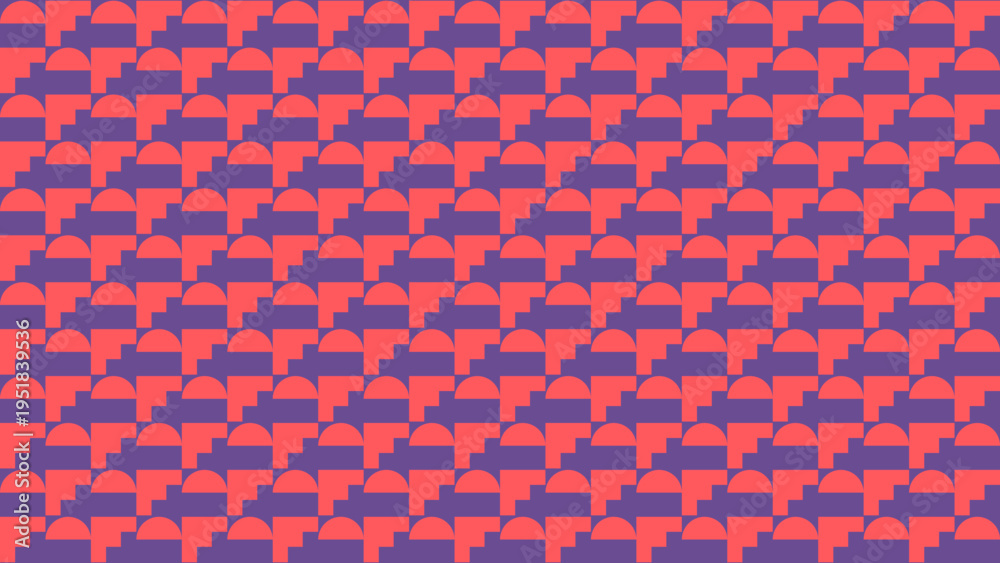 Fototapeta premium Abstract Geometric Pattern with Purple and Coral Shapes vector illustration