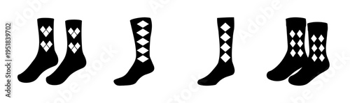 Set of 6 heart and polka dot sock icons vector