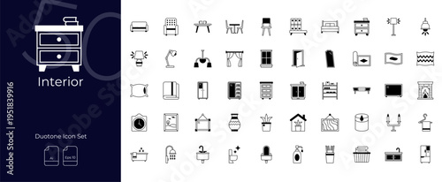 Interior Duotone Editable Icons set