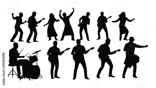 A group of musicians playing various instruments