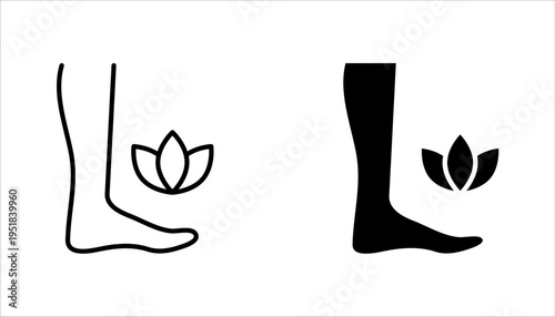 foot care icon set, beauty spa concept, leg with leaves, vector illustration on white background