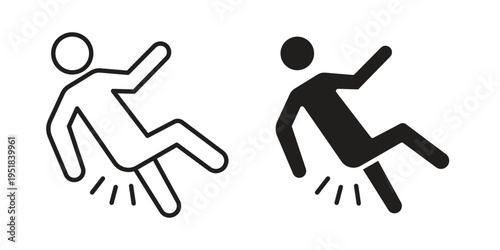 Accident icon set in black outline and fill. Editable icons