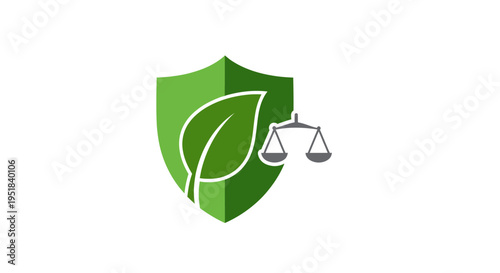 Environmental protection shield with justice scales logo