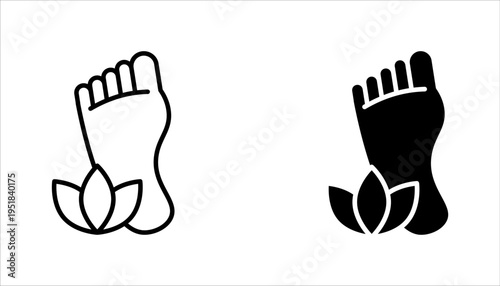 foot care icon set, beauty spa concept, leg with leaves, vector illustration on white background