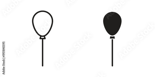 Balloon icon set in black outline and fill. Editable icons