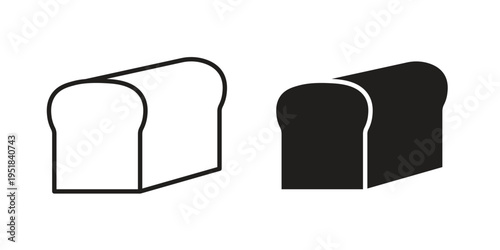 Bread loaf icon set in black outline and fill. Editable icons