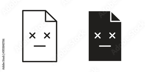 Broken Image icon set in black outline and fill. Editable icons
