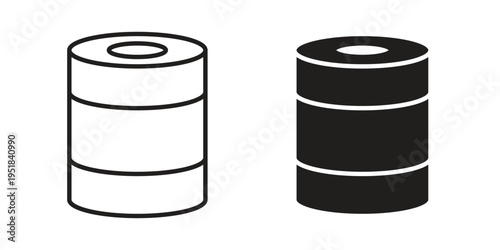 Can food icon set in black outline and fill. Editable icons