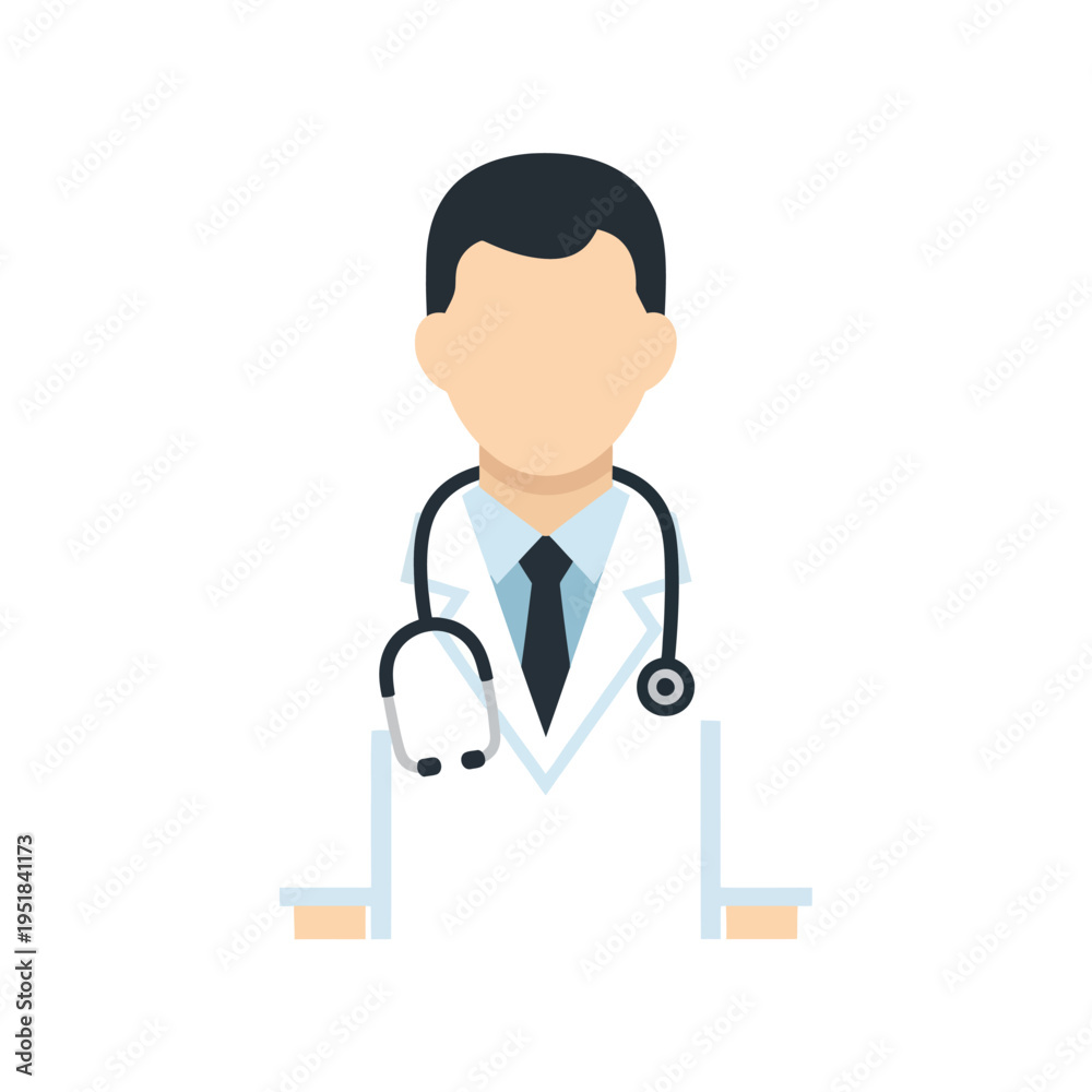 Fototapeta premium Flat design illustration of male doctor with stethoscope