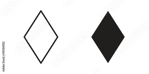 Card-diamond icon set in black outline and fill. Editable icons