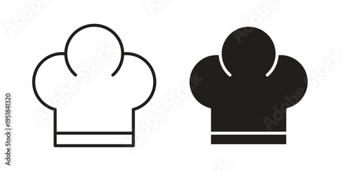 Chef icon set in black outline and fill. Editable icons