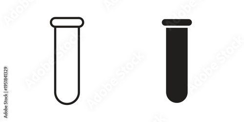 Chemical Tube icon set in black outline and fill. Editable icons