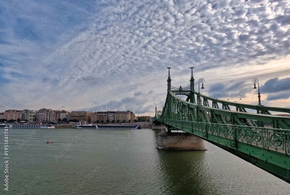 Fototapeta premium Liberty Bridge Over the Danube River in Budapest, Hungary