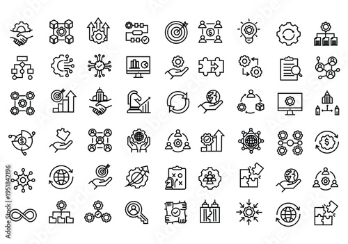 Business Integration icon set. Editable line icons. Vector illustration.