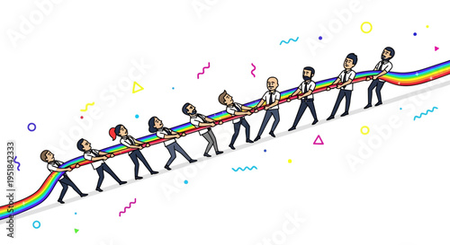 Diverse corporate team collaborating for DEI excellence through unified workplace inclusion and Pride awareness initiatives