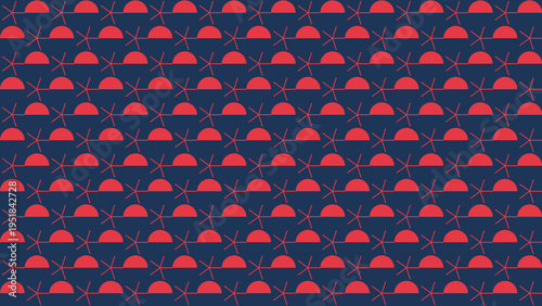 Red Geometric Pattern on Dark Blue Background vector illustration
