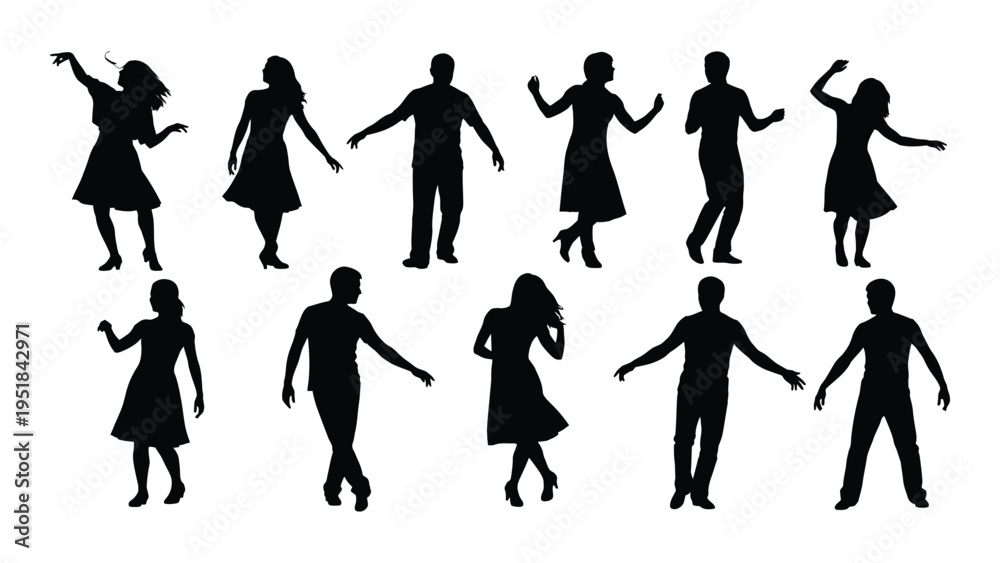 Fototapeta premium A group of people dancing in different poses