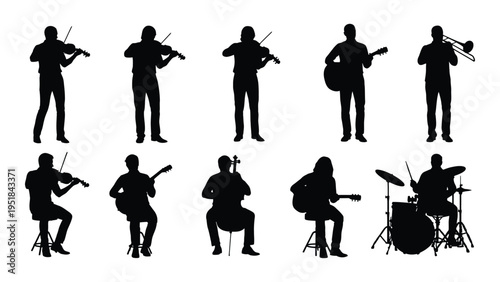 A group of musicians playing various instruments