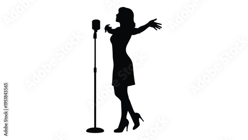 A woman in a dress singing into a microphone