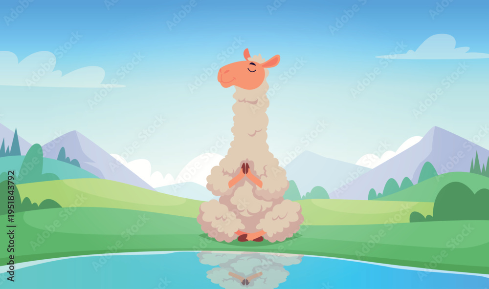 Fototapeta premium Yoga outdoor. Animals making yoga exercises exact vector characters sitting in assana-01