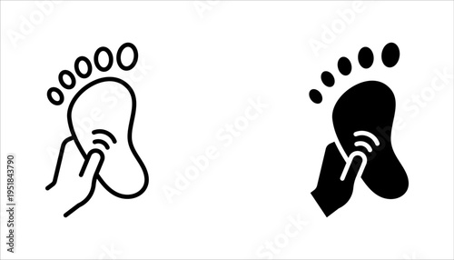 foot care icon set, hand with leg, massage foots, vector illustration on white background