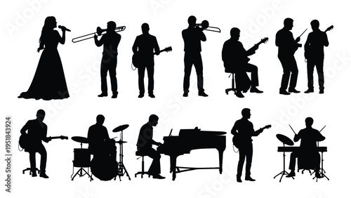 A group of musicians playing various instruments