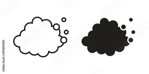 Foam icon set in black outline and fill. Editable icons