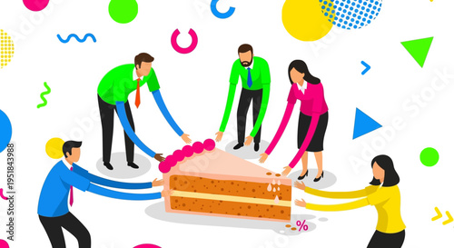 Strategic Market Share Acquisition Concept for B2B Growth and Team Achievement Illustration