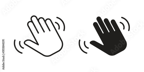 Hello icon set in black outline and fill. Editable icons