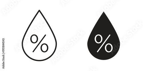 Humidity icon set in black outline and fill. Editable icons