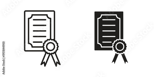 License icon set in black outline and fill. Editable icons