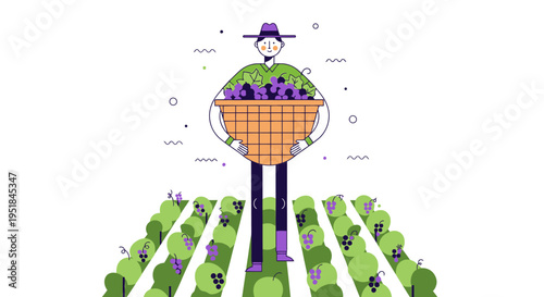 Sustainable viticulture expert managing local vineyard harvest for farm-to-table supply chain solutions