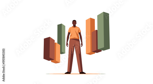 Confident Black male executive mastering data-driven growth and corporate performance analytics