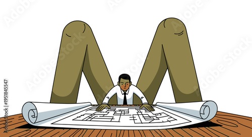 Visionary corporate strategist analyzing complex blueprints to scale enterprise-level infrastructure and urban development projects