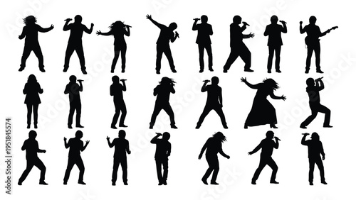 A group of people dancing in different poses