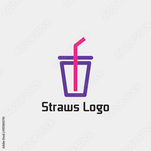 drinking straws logo design vector format
