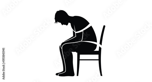 A dejected person seated on a chair a poignant black silhouette
